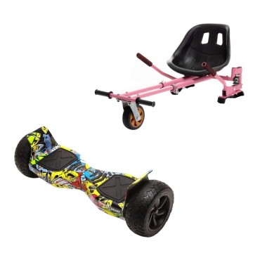 Hoverboard Go-Kart Pack, Smart Balance Hummer HipHop, 8.5 INCH, Dual Motors 36V, 700Wat, Bluetooth Speakers, LED Lights, Premiu