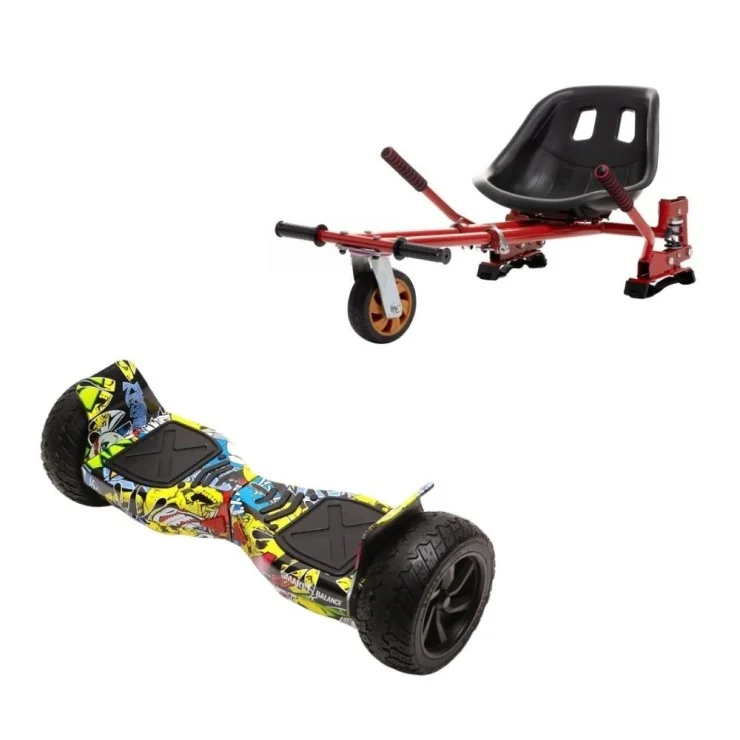 Paket Hoverboard Go-Kart, Smart Balance Hummer HipHop, 8.5 Tum, Dual Motors 36V, 700Wat, Bluetooth-hogtalare, LED-ljus, Premium