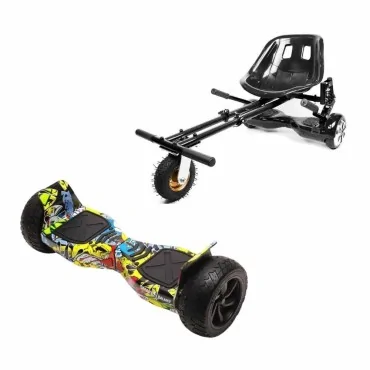 8.5 inch Hoverboard with Suspensions Hoverkart, Hummer HipHop, Extended Range and Black Seat with Double Suspension Set, Smart Balance