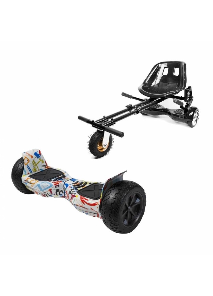 Hoverboard Go-Kart Pack, Smart Balance Hummer Splash, 8.5 INCH, Dual Motors 36V, 700Wat, Bluetooth Speakers, LED Lights, Premiu