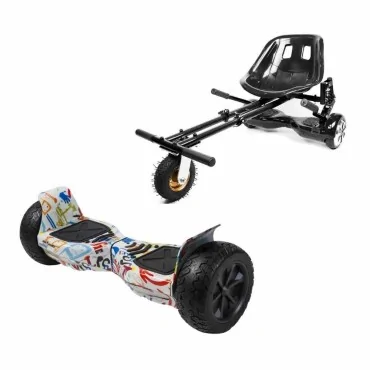 8.5 inch Hoverboard with Suspensions Hoverkart, Hummer Splash, Extended Range and Black Seat with Double Suspension Set, Smart Balance