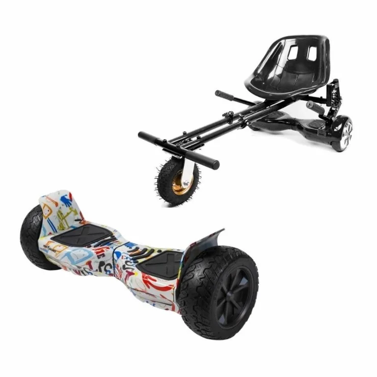 Paket Hoverboard Go Kart med Stötdämpare, 8.5 tums, Hummer Splash, Lång Räckvidd och Svart Hoverkart med Stötdämpare, Smart Balance