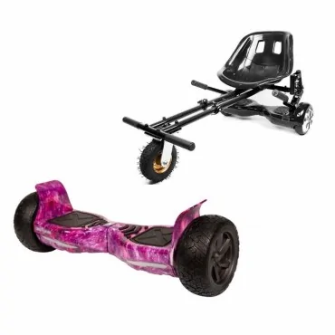 Paket Hoverboard Go Kart med Stötdämpare, 8.5 tums, Hummer Galaxy Pink, Lång Räckvidd och Svart Hoverkart med Stötdämpare, Smart Balance