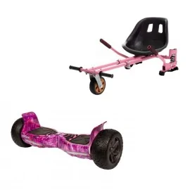 Paket Hoverboard Go-Kart, Smart Balance Hummer Galaxy Pink, 8.5 Tum, Dual Motors 36V, 700Wat, Bluetooth-hogtalare, LED-ljus, Pr