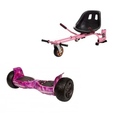 Hoverboard Go-Kart Pack, Smart Balance Hummer Galaxy Pink, 8.5 Tommer, dubbele motoren 36V, 700 Wat, Bluetooth-luidsprekers, LE