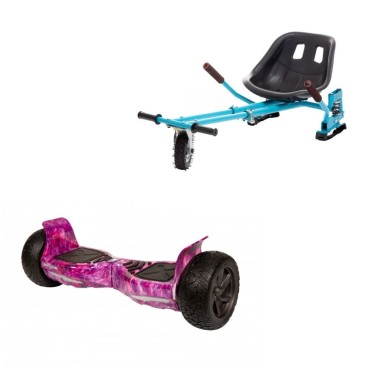 Paquet Go-Kart Hoverboard, Smart Balance Hummer Galaxy Pink, 8.5 Pouces, Deux Moteurs 36V, 700Watts, Bluetooth, Lumieres LED , H