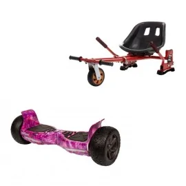 Hoverboard Go-Kart Pack, Smart Balance Hummer Galaxy Pink, 8.5 INCH, Dual Motors 36V, 700Wat, Bluetooth Speakers, LED Lights, P