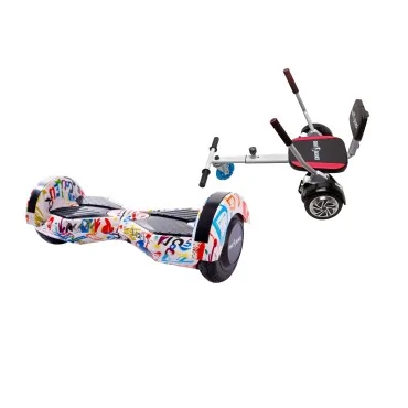 Hoverboard Go-Kart Pack, Smart Balance Transformers Splash, 8 Tommer, dubbele motoren 36V, 700 Wat, Bluetooth-luidsprekers, LED