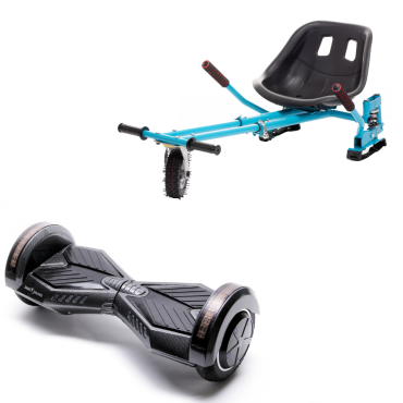 Hoverboard Paket Go-Kart, Smart Balance Transformers Carbon, 8 Zoll, Doppelmotoren 36V, 700 Watt, Bluetooth-Lautsprecher, LED-Le