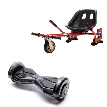 Paquet Go-Kart Hoverboard, Smart Balance Transformers Carbon, 8 Pouces, Deux Moteurs 36V, 700Watts, Bluetooth, Lumieres LED , Ho