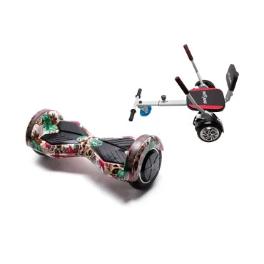Hoverboard Go-Kart Pack, Smart Balance Transformers SkullColor, 8 Tommer, dubbele motoren 36V, 700 Wat, Bluetooth-luidsprekers,