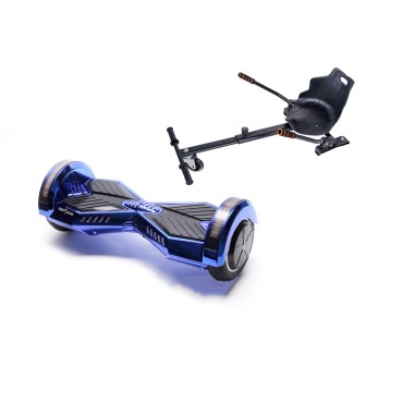 Paquet Go-Kart Hoverboard, Smart Balance Transformers ElectroBlue, 8 Pouces, Deux Moteurs 36V, 700Watts, Bluetooth, Lumieres LED