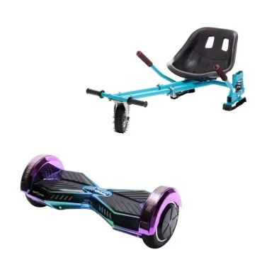8 inch Hoverboard with Hoverkart, Suspension PRO Seat, Blue, 15 km/h, UL2272 Certified, Bluetooth, Led Lighting, 700W Power, 4Ah Battery, Smart Balance, Transformers Dakota 