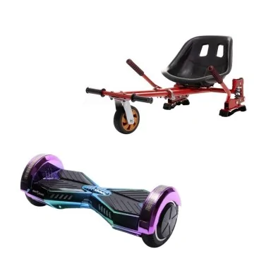 8 inch Hoverboard with Hoverkart, Suspension PRO Seat, Red, 15 km/h, UL2272 Certified, Bluetooth, Led Lighting, 700W Power, 4Ah Battery, Smart Balance, Transformers Dakota