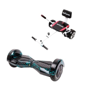 Hoverboard Go-Kart Pack, Smart Balance Transformers Thunderstorm Blue, 6.5 INCH, Dual Motors 36V, 700Wat, Bluetooth Speakers, L