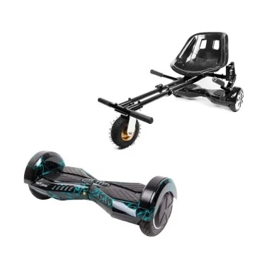 6.5 inch Hoverboard with Suspensions Hoverkart, Transformers Thunderstorm, Extended Range and Black Seat with Double Suspension Set, Smart Balance