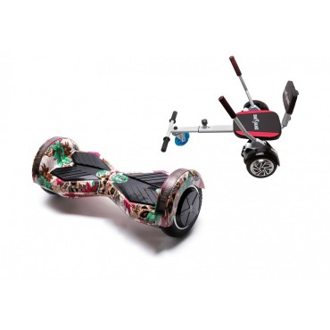 Paket Hoverboard Go-Kart, Smart Balance Transformers SkullColor, 6.5 Tum, Dual Motors 36V, 700Wat, Bluetooth-hogtalare, LED-lju