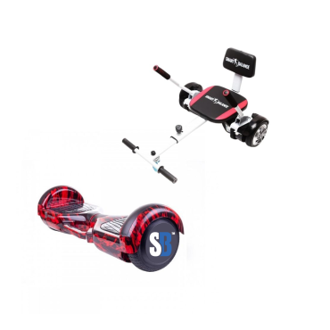 Paquet Go-Kart Hoverboard, Smart Balance Regular Flame Handle, 6.5 Pouces, Deux Moteurs 36V, 700Watts, Bluetooth, Lumieres LED ,