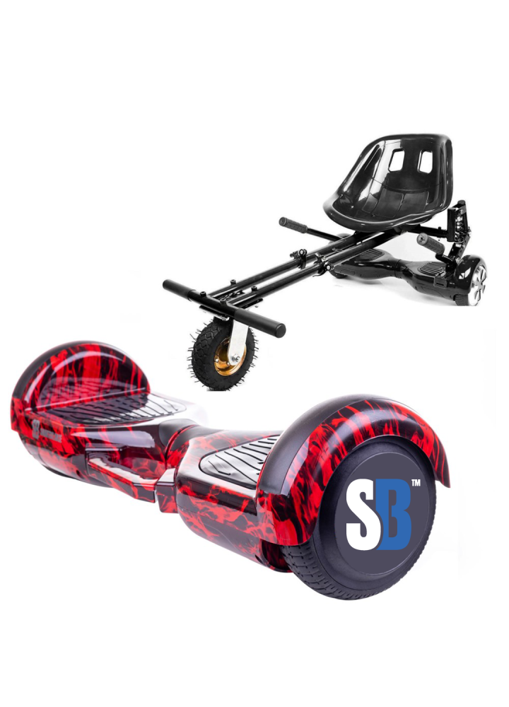 Hoverboard Paket Go-Kart, Smart Balance Regular Flame Handle, 6.5 Zoll, Doppelmotoren 36V, 700 Watt, Bluetooth-Lautsprecher, LED