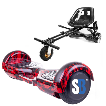 Paket Hoverboard Go-Kart, Smart Balance Regular Flame Handle, 6.5 Tum, Dual Motors 36V, 700Wat, Bluetooth-hogtalare, LED-ljus, 