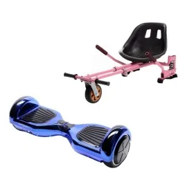 6.5 inch Hoverboard with Hoverkart, Suspension PRO Seat, Pink, 15 km/h, UL2272 Certified, Bluetooth, Led Lighting, 700W Power, 4Ah Battery, Smart Balance, Regular ElectroBlue