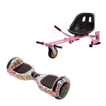 Paket Hoverboard Go-Kart, Smart Balance Regular Abstract, 6.5 Tum, Dual Motors 36V, 700Wat, Bluetooth-hogtalare, LED-ljus, Prem