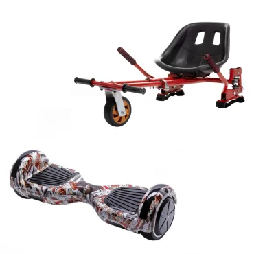 Hoverboard Go-Kart Pack, Smart Balance Regular Tattoo, 6.5 Tommer, dubbele motoren 36V, 700 Wat, Bluetooth-luidsprekers, LED-ve
