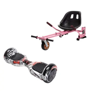 6.5 inch Hoverboard with Hoverkart, Suspension PRO Seat, Pink, 15 km/h, UL2272 Certified, Bluetooth, Led Lighting, 700W Power, 4Ah Battery, Smart Balance, Regular Last Dead