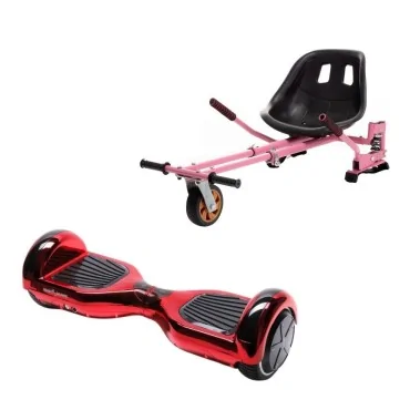 Paket Hoverboard Go-Kart, Smart Balance Regular ElectroRed, 6.5 Tum, Dual Motors 36V, 700Wat, Bluetooth-hogtalare, LED-ljus, Pr