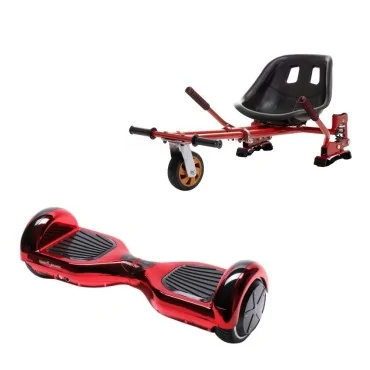 6.5 inch Hoverboard with Hoverkart, Suspension PRO Seat, Red, 15 km/h, UL2272 Certified, Bluetooth, Led Lighting, 700W Power, 4Ah Battery, Smart Balance, Regular ElectroRed