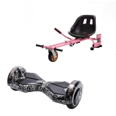 Paquet Go-Kart Hoverboard, Smart Balance Transformers SkullHead, 8 Pouces, Deux Moteurs 36V, 700Watts, Bluetooth, Lumieres LED ,