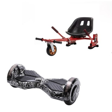 Hoverboard Paket Go-Kart, Smart Balance Transformers SkullHead, 8 Zoll, Doppelmotoren 36V, 700 Watt, Bluetooth-Lautsprecher, LED
