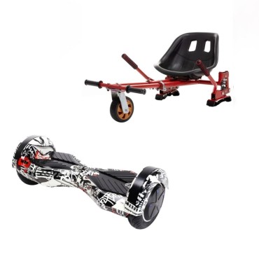 Paket Hoverboard Go-Kart, Smart Balance Transformers Last Dead, 8 Tum, Dual Motors 36V, 700Wat, Bluetooth-hogtalare, LED-ljus, 