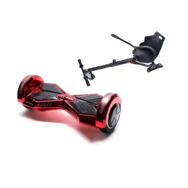 8 inch Hoverboard with Hoverkart, Ergonomic Seat, 15 km/h, UL2272 Certified, Bluetooth, Led Lighting, 700W Power, 4Ah Battery, Smart Balance, Transformers ElectroRed 