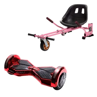 8 inch Hoverboard with Hoverkart, Suspension PRO Seat, Pink, 15 km/h, UL2272 Certified, Bluetooth, Led Lighting, 700W Power, 4Ah Battery, Smart Balance, Transformers ElectroRed 