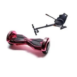 8 inch Hoverboard with Hoverkart, Ergonomic Seat, 15 km/h, UL2272 Certified, Bluetooth, Led Lighting, 700W Power, 4Ah Battery, Smart Balance, Transformers ElectroPink