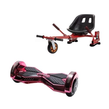 Paket Hoverboard Go-Kart, Smart Balance Transformers ElectroPink, 8 Tum, Dual Motors 36V, 700Wat, Bluetooth-hogtalare, LED-ljus