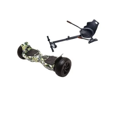 8.5 inch Hoverboard with Standard Hoverkart, Hummer Camouflage, Extended Range and Black Ergonomic Seat, Smart Balance