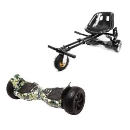 8.5 inch Hoverboard with Hoverkart, Suspension PRO Seat, Black, All-Terrain, 15 km/h, UL2272 Certified, Bluetooth, Led Lighting, 700W Power, 4Ah Battery, Smart Balance, Hummer Camouflage