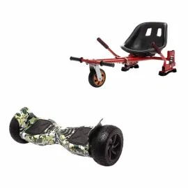 Paquet Go-Kart Hoverboard, Smart Balance Hummer Camouflage, 8.5 Pouces, Deux Moteurs 36V, 700Watts, Bluetooth, Lumieres LED , Ho