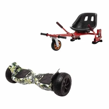 8.5 Zoll Hoverboard mit Sitz, Suspension PRO HoverKart, Rot, All-Terrain, 15 km/h, UL2272 Certified, Bluetooth, Led Beleuchtung, 700W Power, 4AH Akku, Smart Balance, Hummer Camouflage