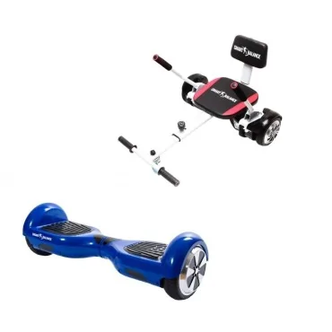 6.5 inch Hoverboard with Hoverkart, Premium Soft Seat, 15 km/h, UL2272 Certified, Bluetooth, Led Lighting, 700W Power, 4Ah Battery, Smart Balance, Regular Blue PowerBoard