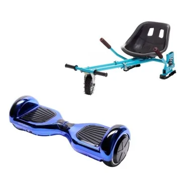 Pacchetto Hoverboard Go-Kart, Smart Balance Regular ElectroBlue, 6.5 Pollici, Doppio Motore 36V, 700Wat, Altoparlanti Bluetooth,