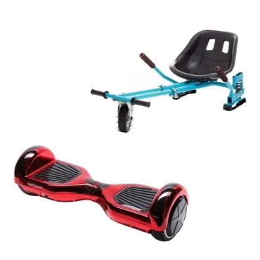 6.5 inch Hoverboard with Hoverkart, Suspension PRO Seat, Blue, 15 km/h, UL2272 Certified, Bluetooth, Led Lighting, 700W Power, 4Ah Battery, Smart Balance, Regular ElectroRed