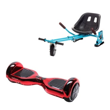 Hoverboard Paket Go-Kart, Smart Balance Regular ElectroRed, 6.5 Zoll, Doppelmotoren 36V, 700 Watt, Bluetooth-Lautsprecher, LED-L