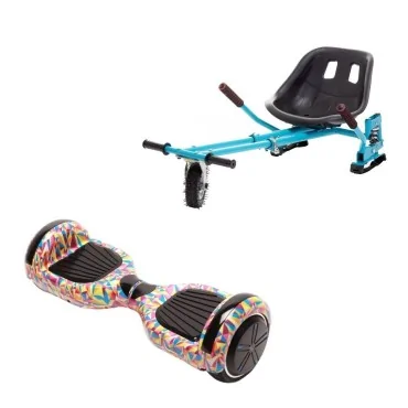 Hoverboard Go-Kart Pack, Smart Balance Regular Abstract, 6.5 Tommer, dubbele motoren 36V, 700 Wat, Bluetooth-luidsprekers, LED-