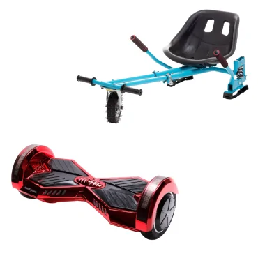 6.5 inch Hoverboard with Hoverkart, Suspension PRO Seat, Blue, 15 km/h, UL2272 Certified, Bluetooth, Led Lighting, 700W Power, 4Ah Battery, Smart Balance, Transformers ElectroRed