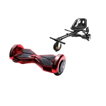 6.5 inch Hoverboard with Hoverkart, Suspension PRO Seat, Black, 15 km/h, UL2272 Certified, Bluetooth, Led Lighting, 700W Power, 4Ah Battery, Smart Balance, Transformers ElectroRed