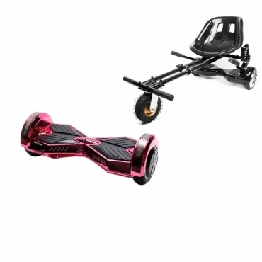 6.5 inch Hoverboard with Suspensions Hoverkart, Transformers ElectroPink, Extended Range and Black Seat with Double Suspension Set, Smart Balance