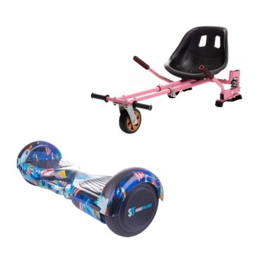 Paket Hoverboard Go-Kart, Smart Balance Regular America Handle, 6.5 Tum, Dual Motors 36V, 700Wat, Bluetooth-hogtalare, LED-ljus